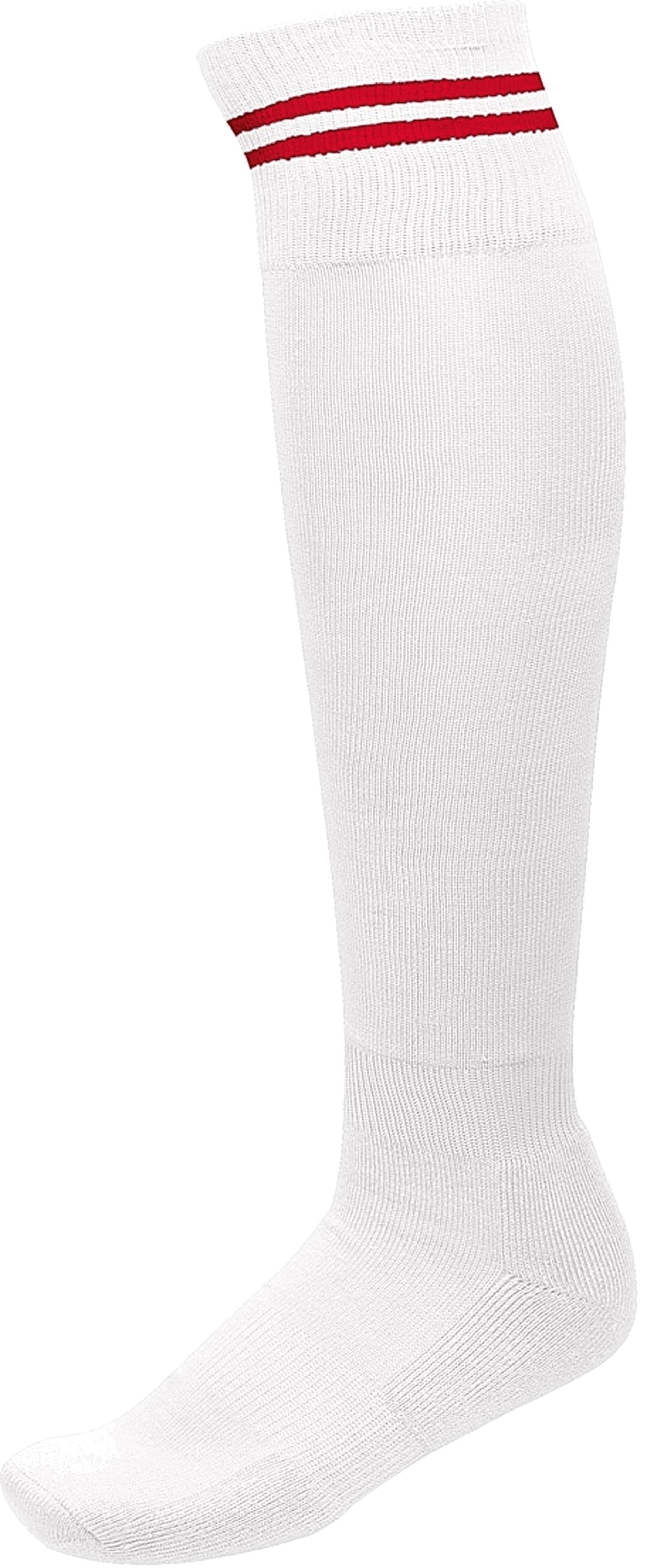CHAUSSETTES DE SPORT RAYÉES White / Sporty Red Blanc, à personnaliser avec le logo de votre club. CHAUSSETTES DE SPORT RAYÉES White / Sporty Red Blanc