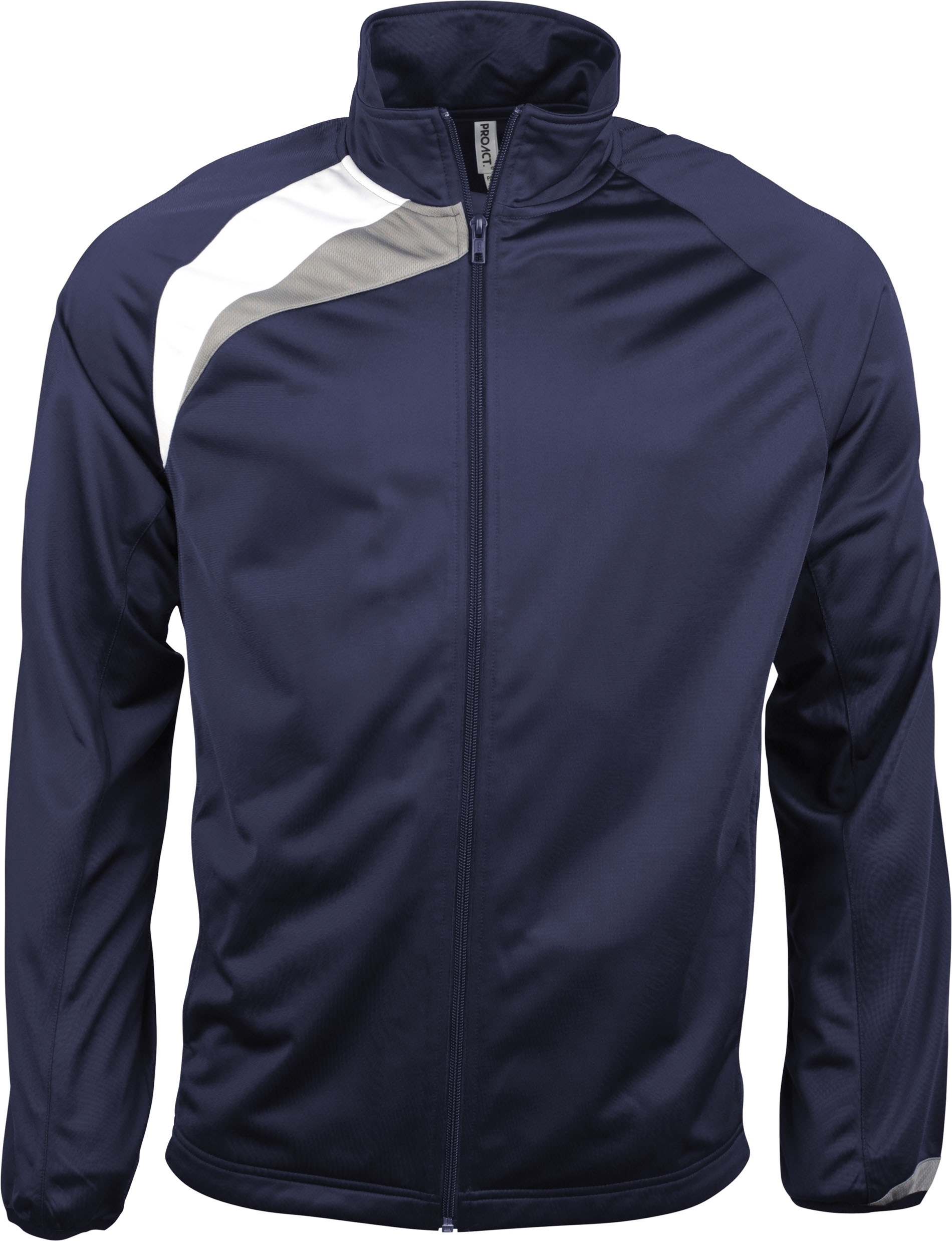 VESTE DE SURVÊTEMENT ENFANT Sporty Navy / White / Storm Grey Bleu, à personnaliser avec le logo de votre club. VESTE DE SURVÊTEMENT ENFANT Sporty Navy / White / Storm Grey Bleu