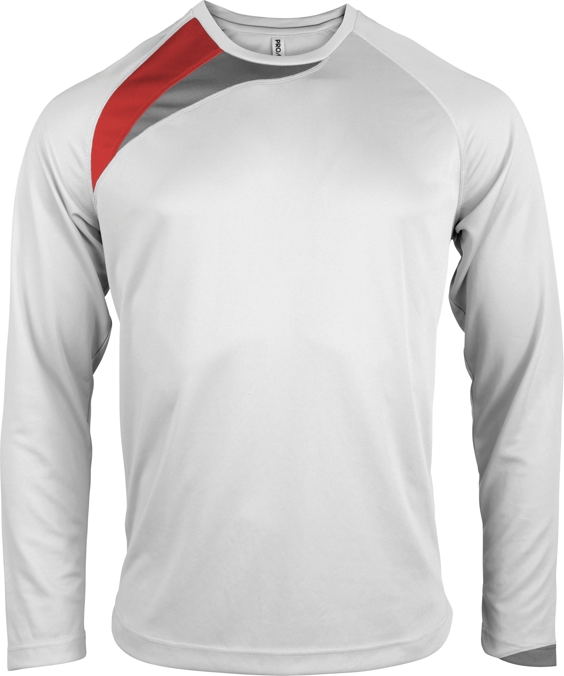 MAILLOT MANCHES LONGUES ADULTE White / Sporty Red / Storm Grey Blanc, à personnaliser avec le logo de votre club. MAILLOT MANCHES LONGUES ADULTE White / Sporty Red / Storm Grey Blanc