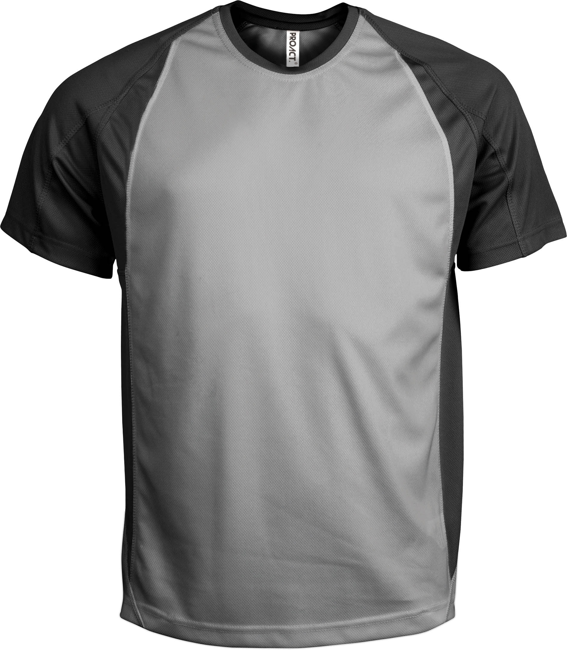 T-SHIRT BICOLORE SPORT MANCHES COURTES UNISEXE Fine Grey / Black Gris, à personnaliser avec le logo de votre club. T-SHIRT BICOLORE SPORT MANCHES COURTES UNISEXE Fine Grey / Black Gris