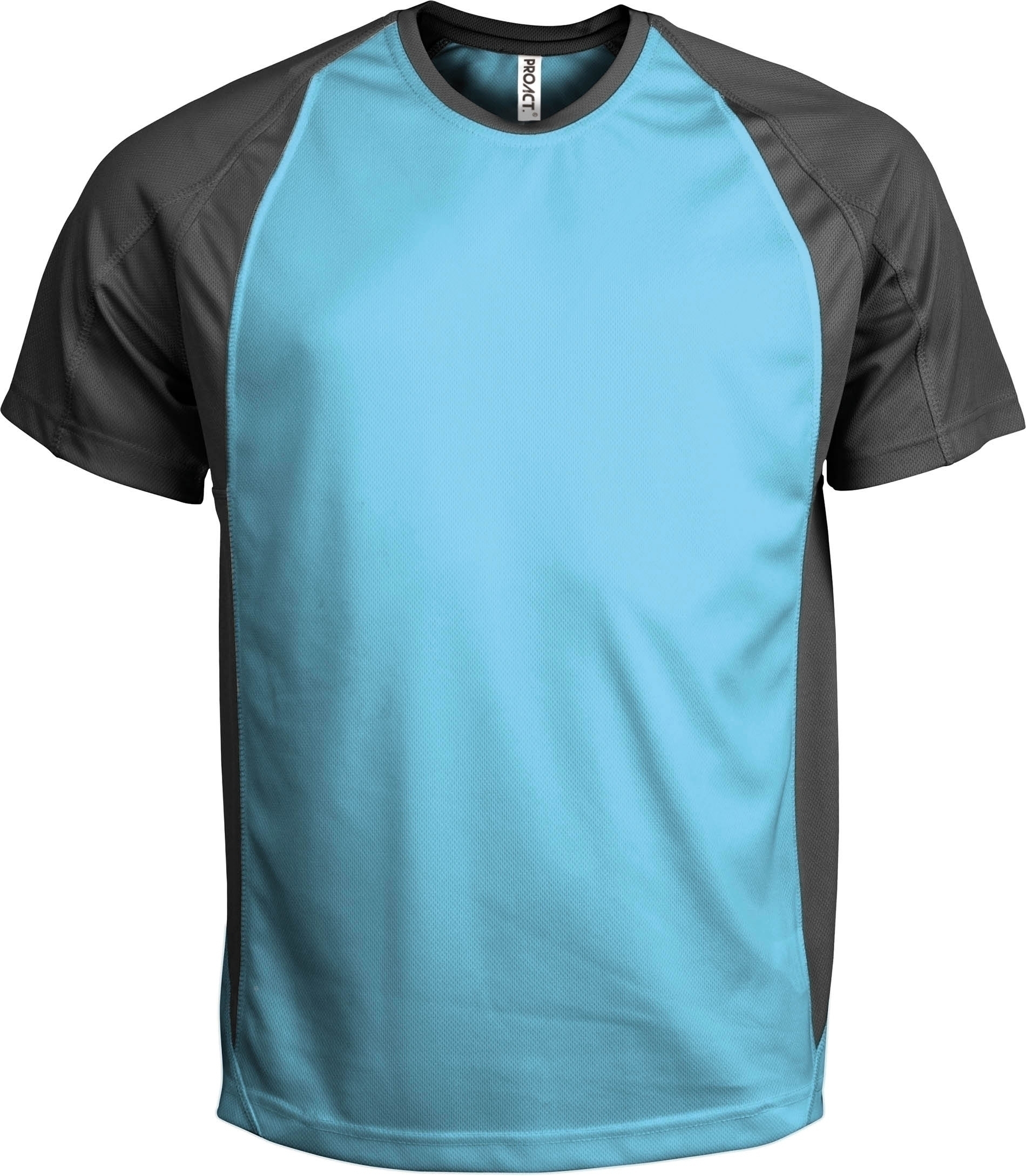 T-SHIRT BICOLORE SPORT MANCHES COURTES UNISEXE Light Turquoise / Dark Grey bleu, à personnaliser avec le logo de votre club. T-SHIRT BICOLORE SPORT MANCHES COURTES UNISEXE Light Turquoise / Dark Grey bleu