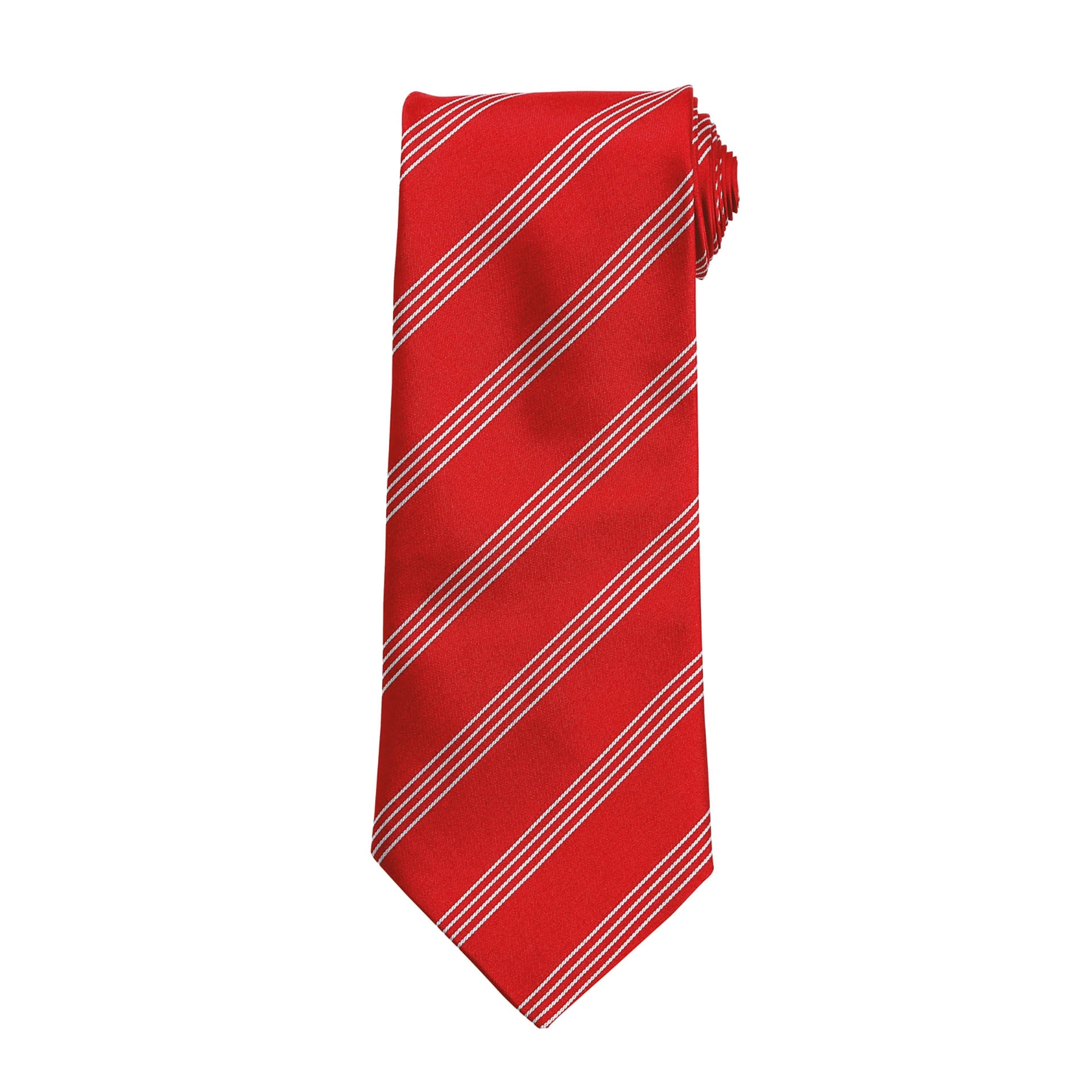 Cravate à quatre rayures Red/Silver Rouge, à personnaliser avec le logo de votre club. Cravate à quatre rayures Red/Silver Rouge