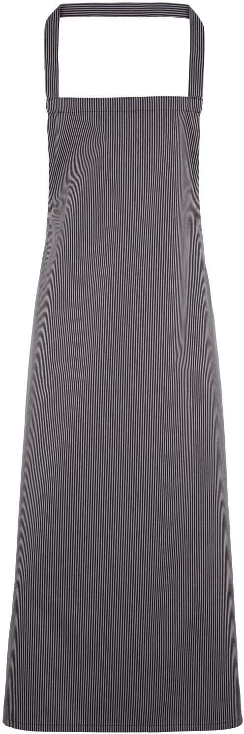 Tablier à bavette rayé Black / Grey Fine Stripe Noir, à personnaliser avec le logo de votre club. Tablier à bavette rayé Black / Grey Fine Stripe Noir