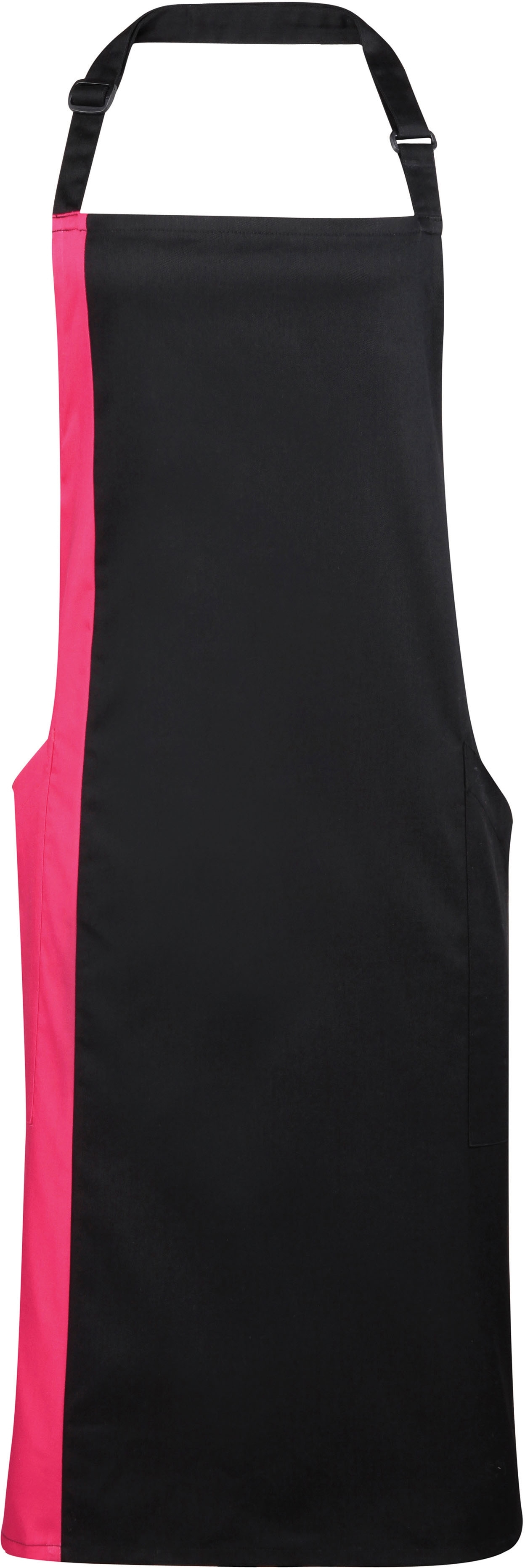 Tablier Bavette Contrast Black/Hot Pink Noir, à personnaliser avec le logo de votre club. Tablier Bavette Contrast Black/Hot Pink Noir