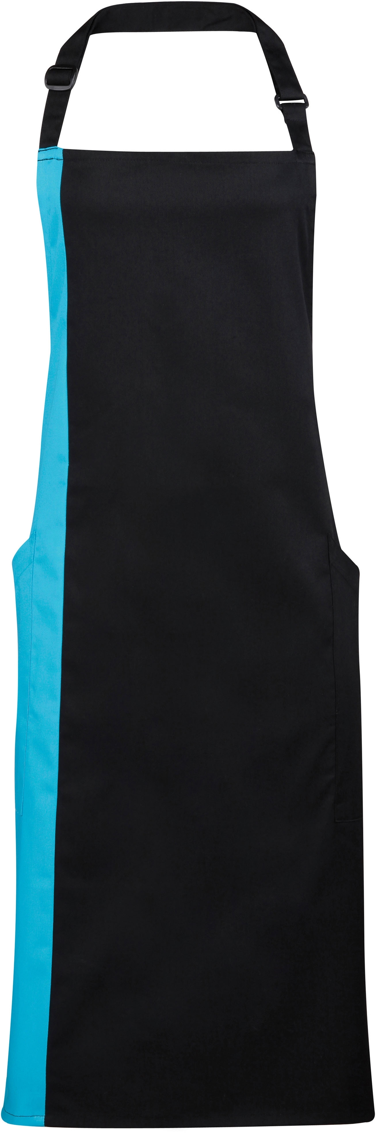 Tablier Bavette Contrast Black/Turquoise Noir, à personnaliser avec le logo de votre club. Tablier Bavette Contrast Black/Turquoise Noir