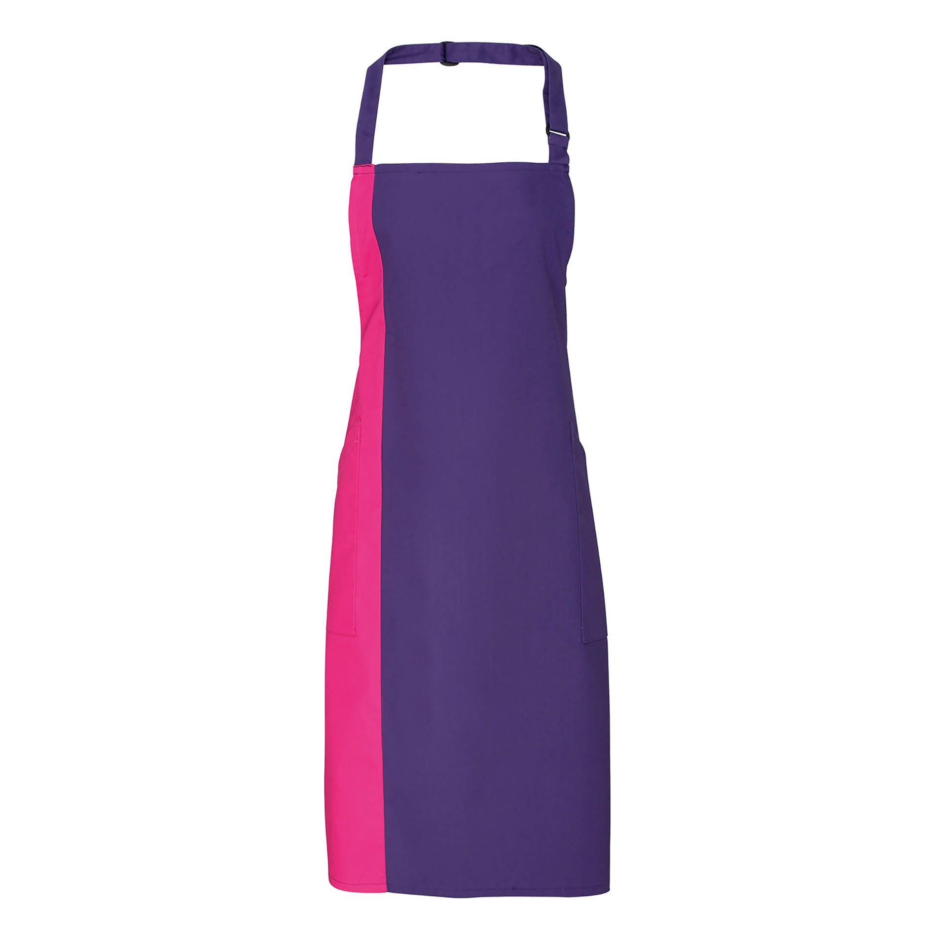 Tablier à bavette bicolore Purple / Magenta Violet, à personnaliser avec le logo de votre club. Tablier à bavette bicolore Purple / Magenta Violet