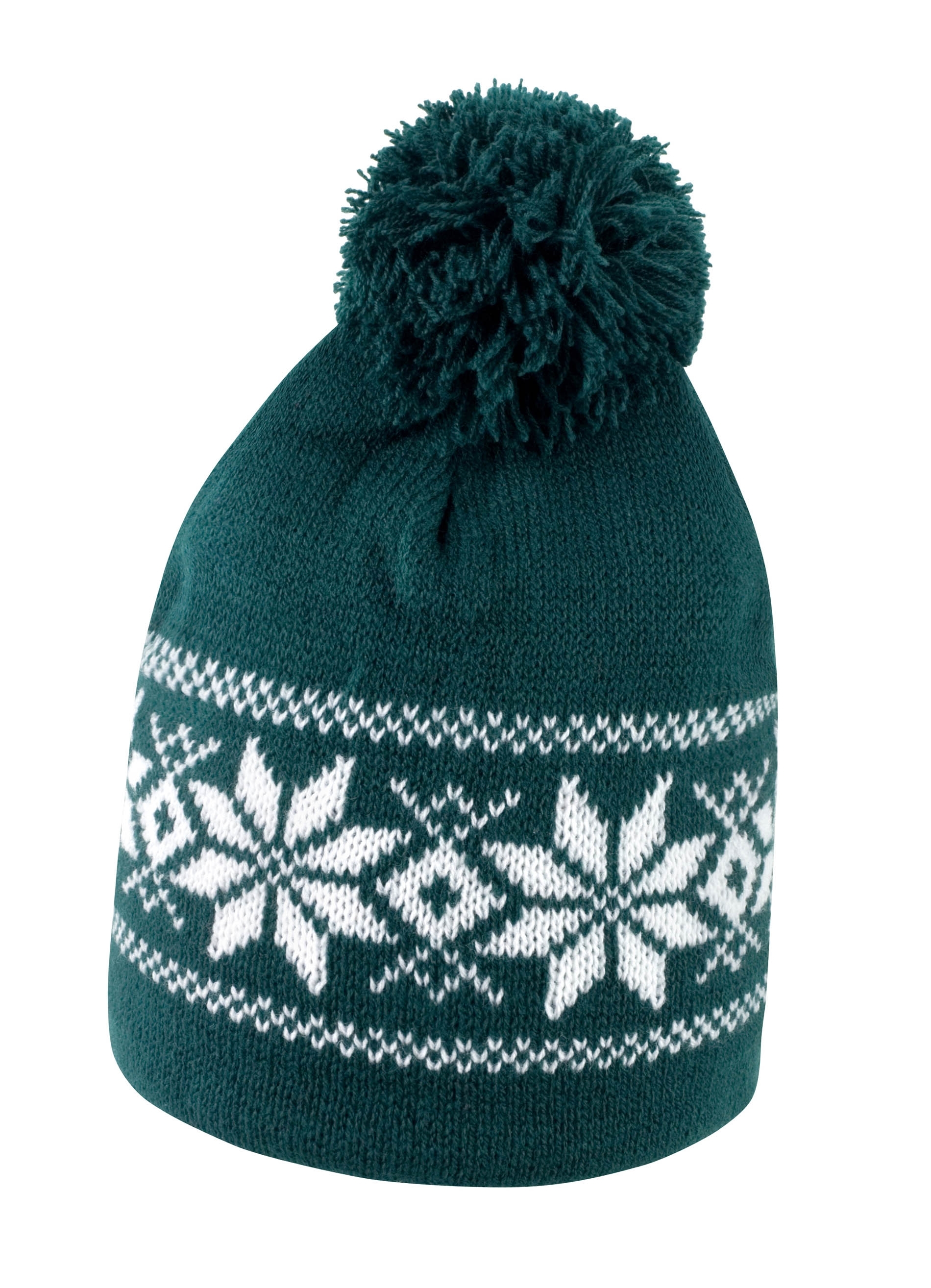 Fair Isles Knitted Hat Arctic Green/White Vert