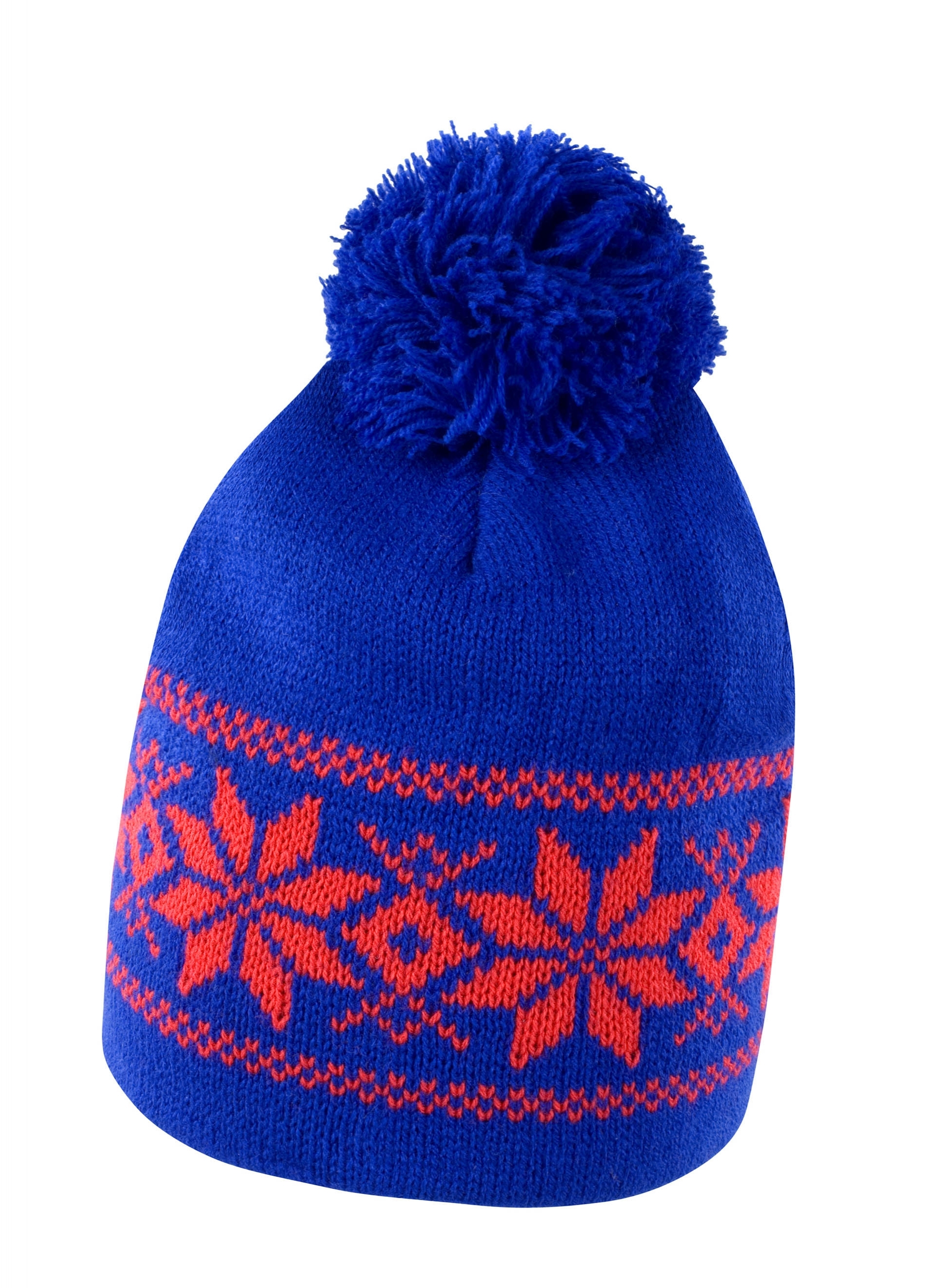 Fair Isles Knitted Hat Royal/Red Bleu