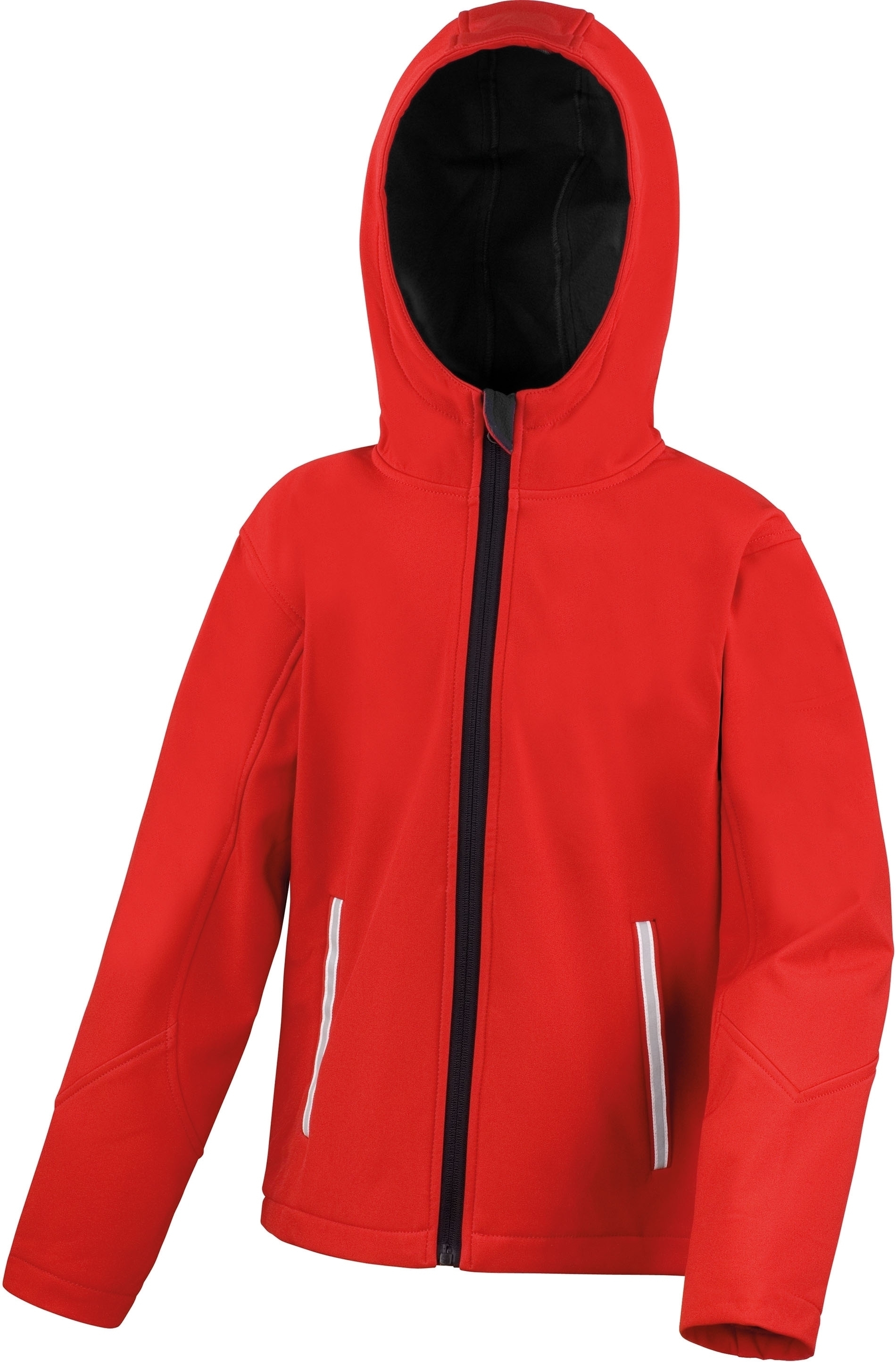Veste Softshell Capuche Enfant Red / Black Rouge, à personnaliser avec le logo de votre club. Veste Softshell Capuche Enfant Red / Black Rouge