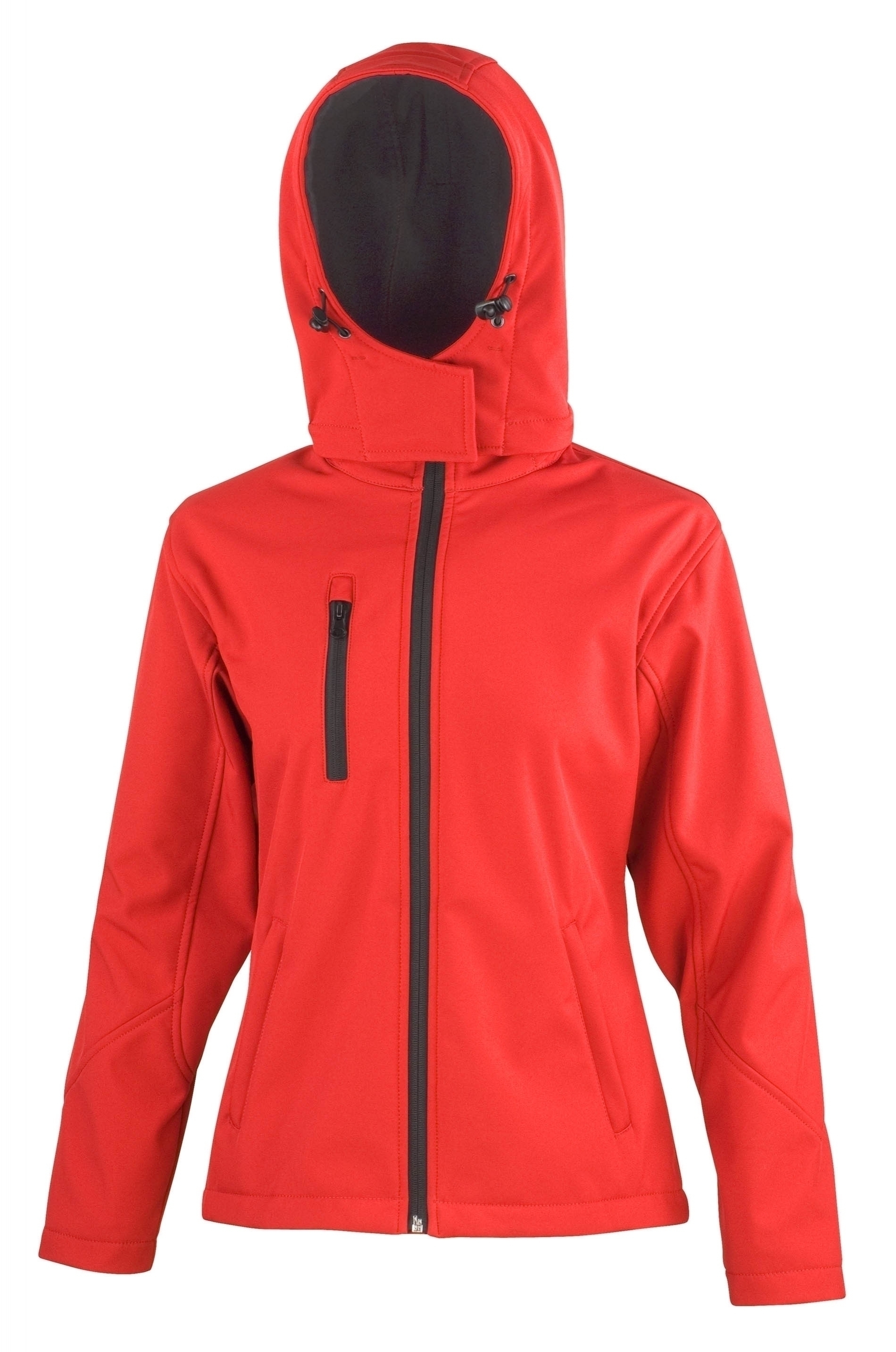 Veste Softshell Capuche Femme Red / Black Rouge, à personnaliser avec le logo de votre club. Veste Softshell Capuche Femme Red / Black Rouge