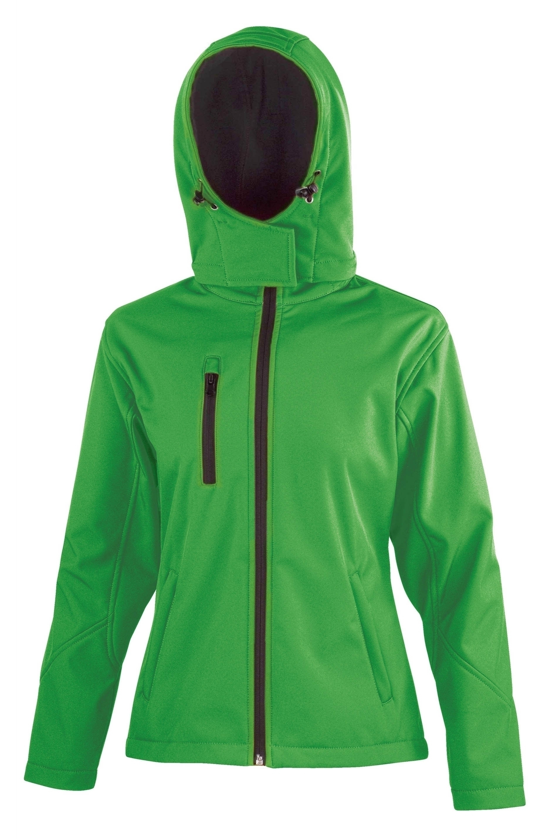 Veste Softshell Capuche Femme Vivid Green / Black Vert, à personnaliser avec le logo de votre club. Veste Softshell Capuche Femme Vivid Green / Black Vert