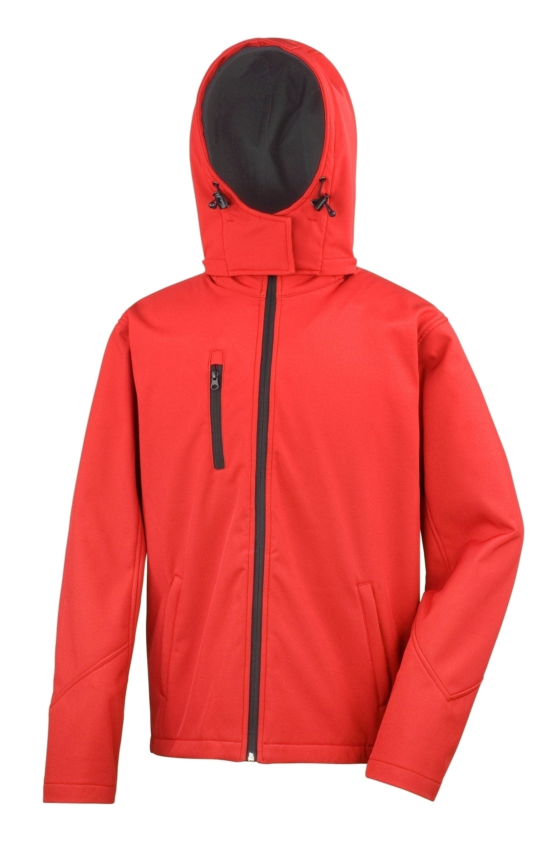 Veste Softshell Capuche Homme Red / Black Rouge, à personnaliser avec le logo de votre club. Veste Softshell Capuche Homme Red / Black Rouge