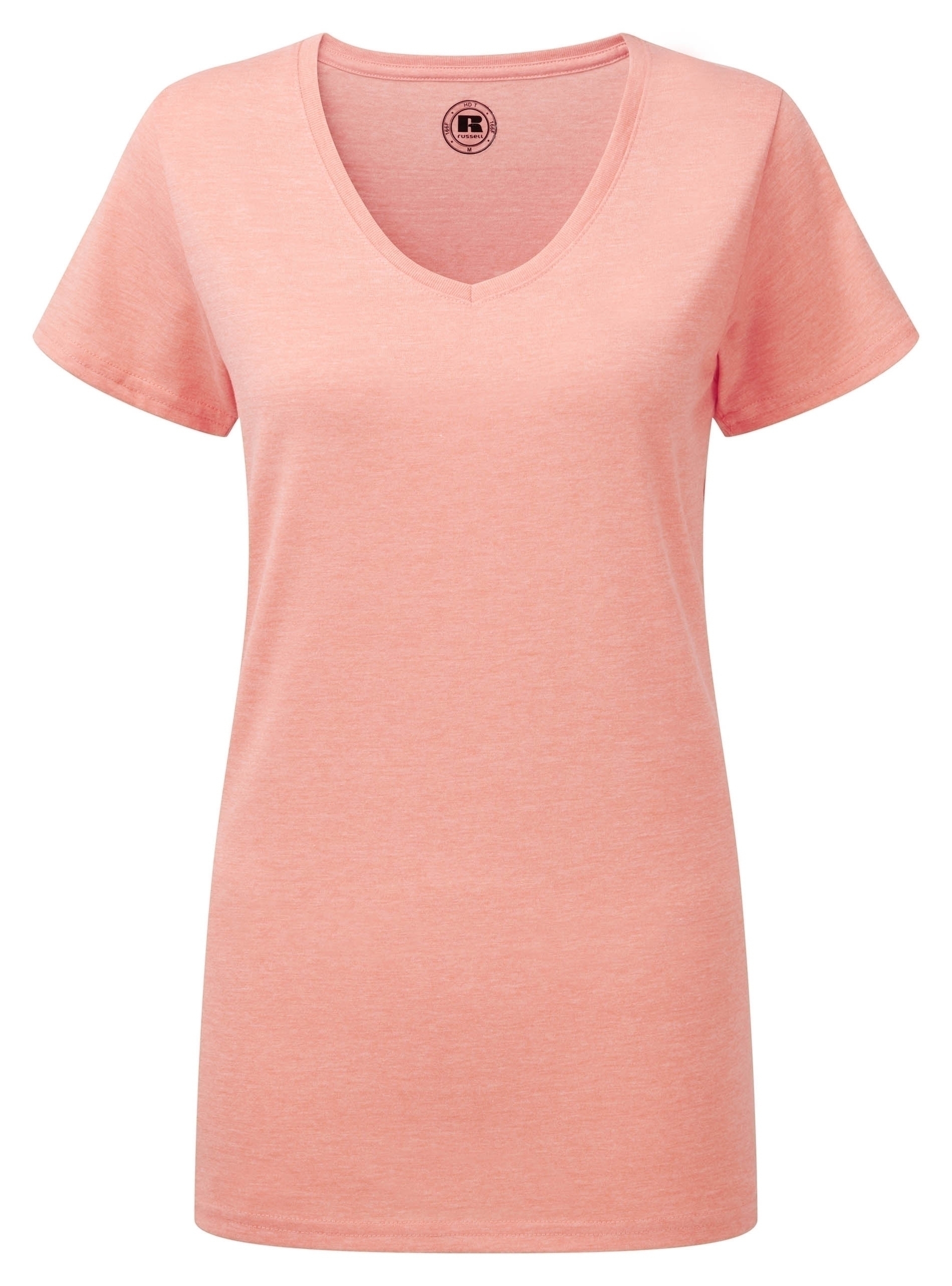 T-shirt Femme Col V HD Coral Marl rose, à personnaliser avec le logo de votre club. T-shirt Femme Col V HD Coral Marl rose