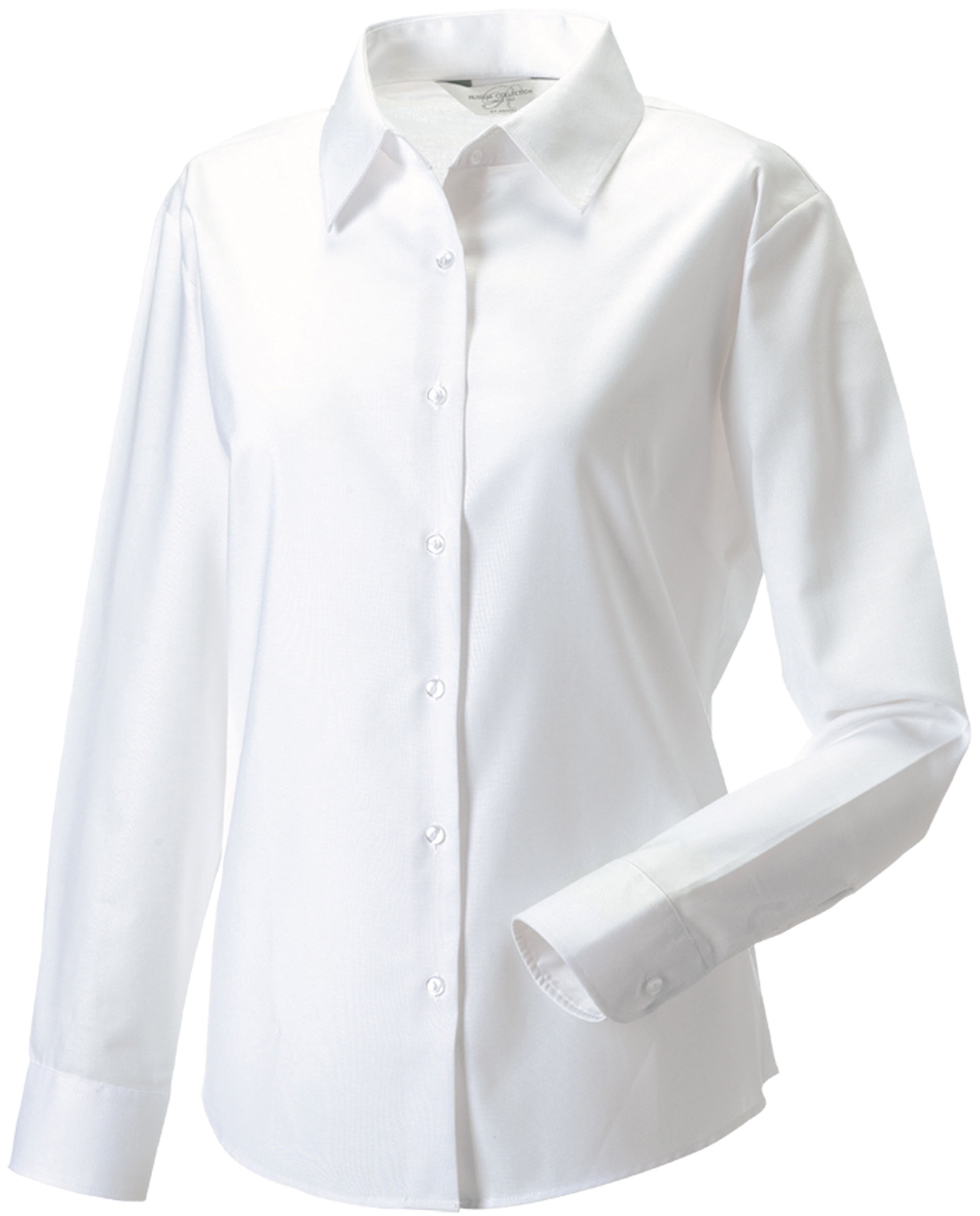 Chemise Oxford Cintrée Manches Longues Femme White Blanc, à personnaliser avec le logo de votre club. Chemise Oxford Cintrée Manches Longues Femme White Blanc