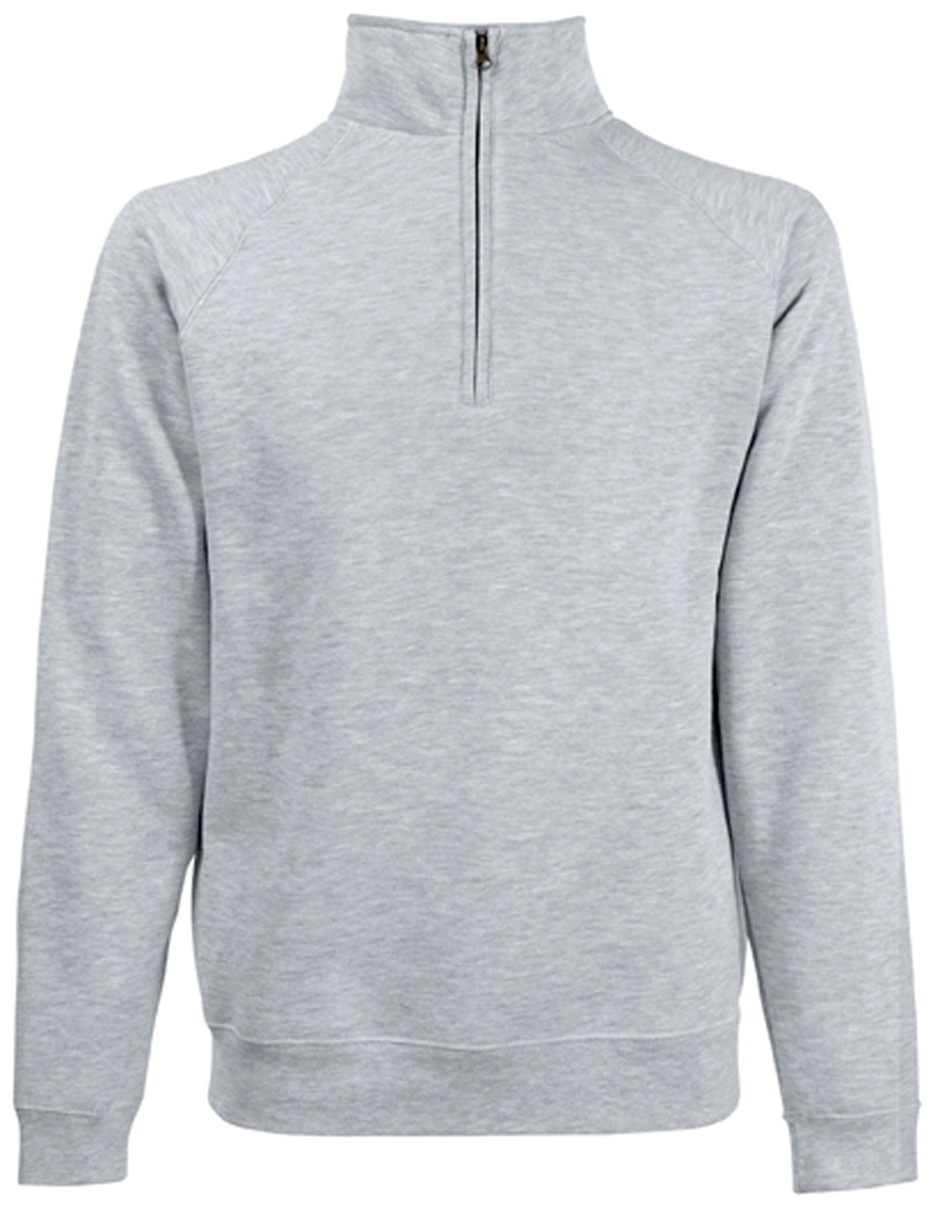 ZIP NECK SWEAT_Sweat-shirt col zippé Heather Grey Gris, à personnaliser avec le logo de votre club. ZIP NECK SWEAT_Sweat-shirt col zippé Heather Grey Gris