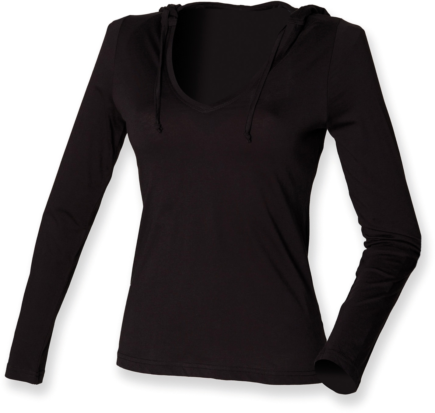 T-SHIRT FEMME CAPUCHE MANCHES LONGUES Black Noir, à personnaliser avec le logo de votre club. T-SHIRT FEMME CAPUCHE MANCHES LONGUES Black Noir
